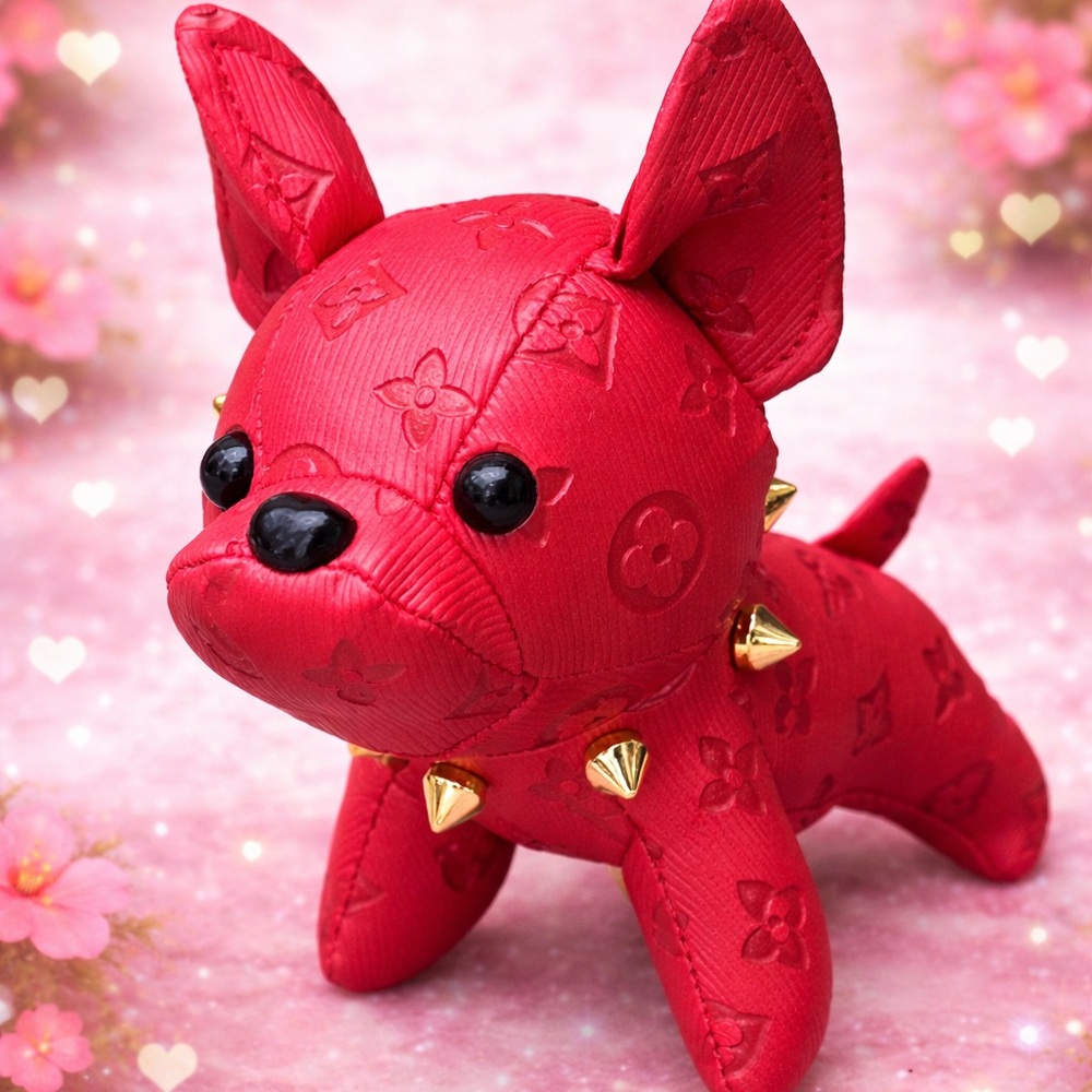 BUY NOW SALE 🔥 Plush Frenchie Bulldog Keychain w/ Gold Spiked Collar and Chain - Picture 5 of 16